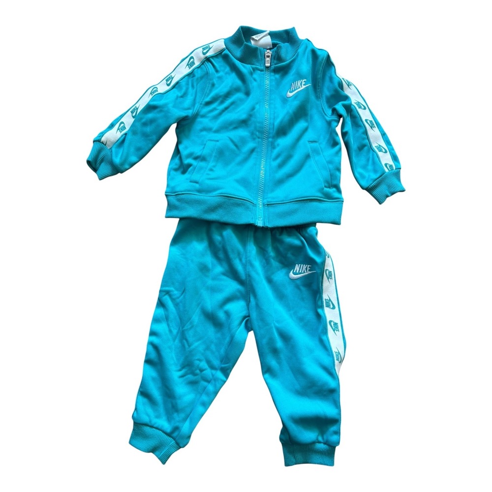 Nike Toddler Tracksuit Teal Blue Full Zip Jacket and Joggers Set 18M